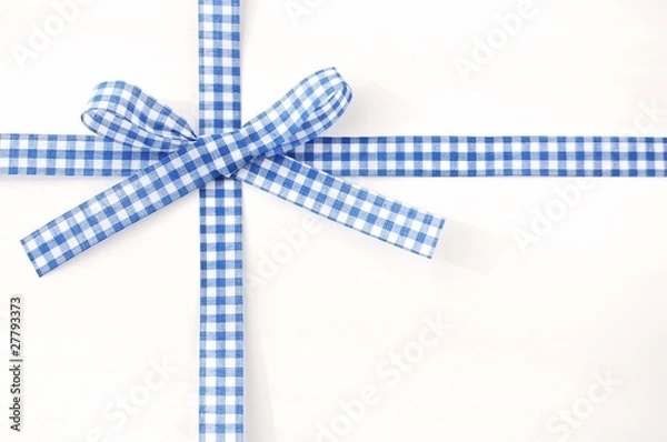 Obraz 青いチェックのリボンのプレゼント