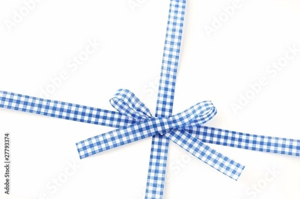 Obraz 青いギンガムチェックのリボン結び