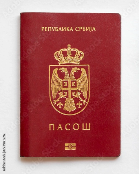 Obraz Serbian passport isolated on white paper background