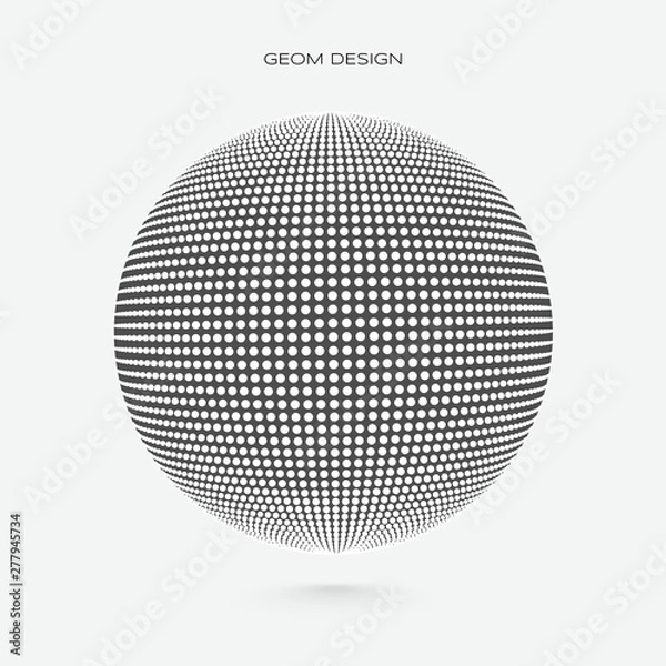 Fototapeta 3d sphere made of white particle. Vector illustration.