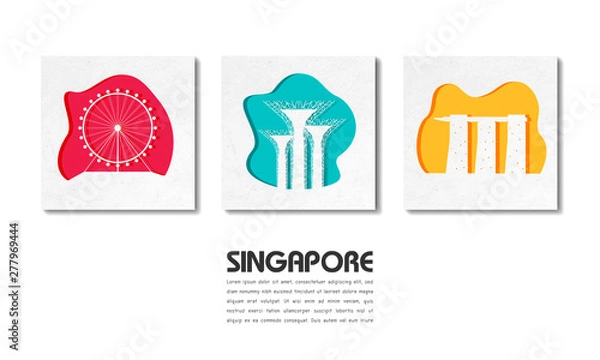 Fototapeta Singapore Landmark Global Travel And Journey paper background. Vector Design Template.used for your advertisement, book, banner, template, travel business or presentation.