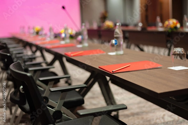 Obraz Closeup setting conference room before meeting