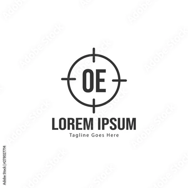 Fototapeta Initial OE logo template with modern frame. Minimalist OE letter logo vector illustration