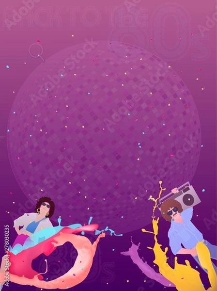Obraz disco festival in the style of 80 years.poster in the style of 80 years.banner background with copy space.vector image