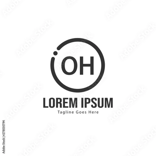Fototapeta Initial OH logo template with modern frame. Minimalist OH letter logo vector illustration