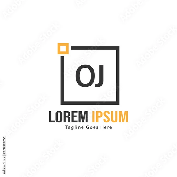 Fototapeta Initial OJ logo template with modern frame. Minimalist OJ letter logo vector illustration