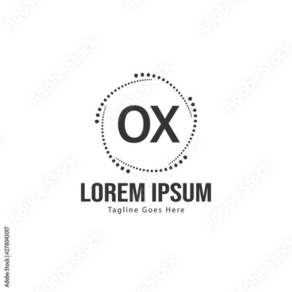 Fototapeta Initial OX logo template with modern frame. Minimalist OX letter logo vector illustration
