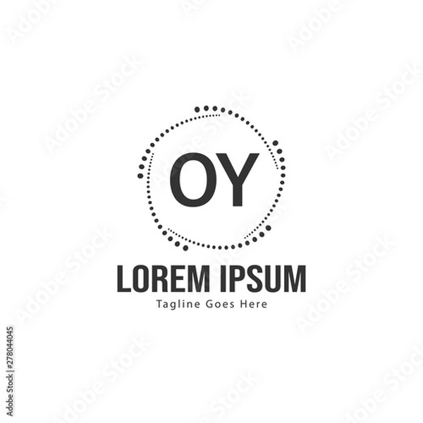Fototapeta Initial OY logo template with modern frame. Minimalist OY letter logo vector illustration