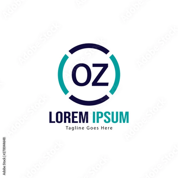 Obraz Initial OZ logo template with modern frame. Minimalist OZ letter logo vector illustration