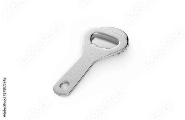 Fototapeta Mock up of bottle opener and cap on isolated white background, 3d illustration