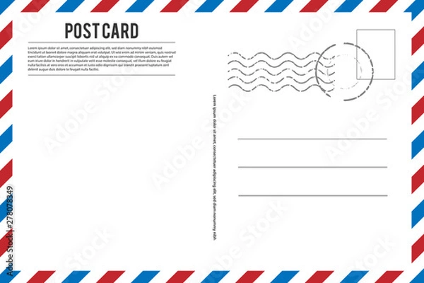 Obraz Blank vintage post card template with stamp.vector illustration
