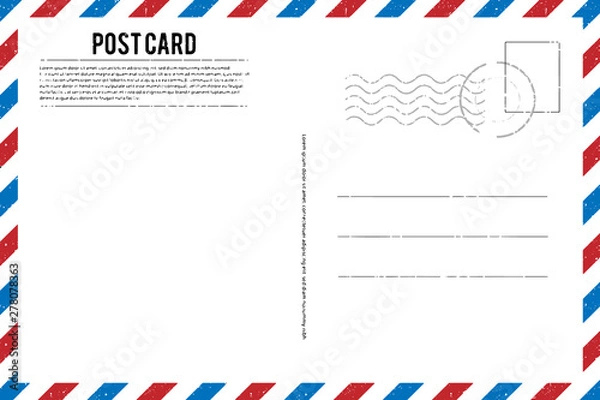 Fototapeta Blank vintage post card template with stamp.vector illustration
