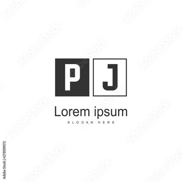 Fototapeta Initial PJ logo template with modern frame. Minimalist PJ letter logo vector illustration