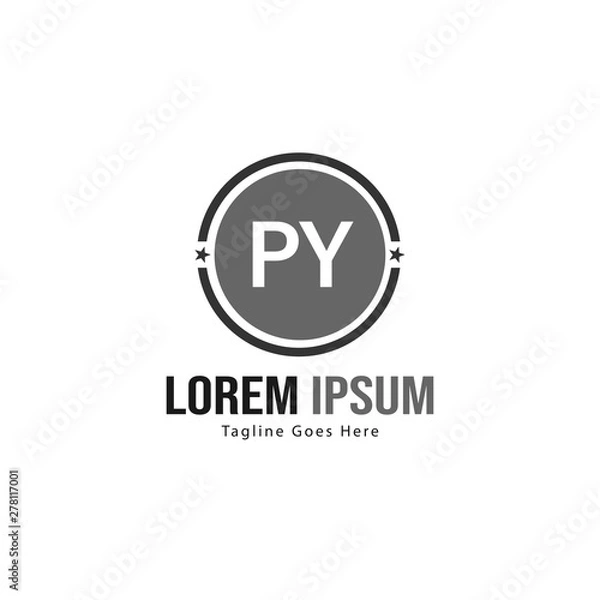 Fototapeta Initial PY logo template with modern frame. Minimalist PY letter logo vector illustration