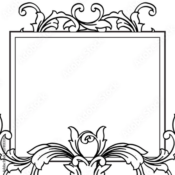 Fototapeta Pattern flower with boder element, for birthday invitation cards. Vector