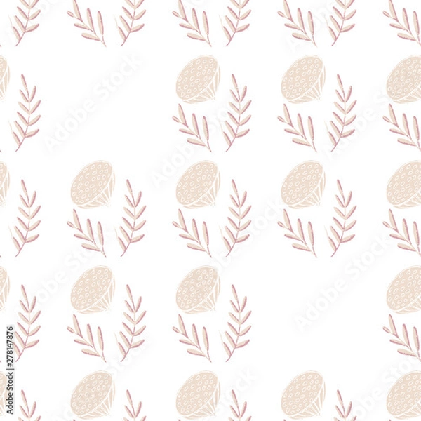 Fototapeta Beautiful chinese pattern with black lotus flowers pattern on white background for celebration design. Natural vector illustration. Seamless floral pattern.