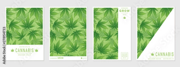 Obraz Set of vector cover templates with cannabis leaves for business, advertising, exhibition, party and etc.