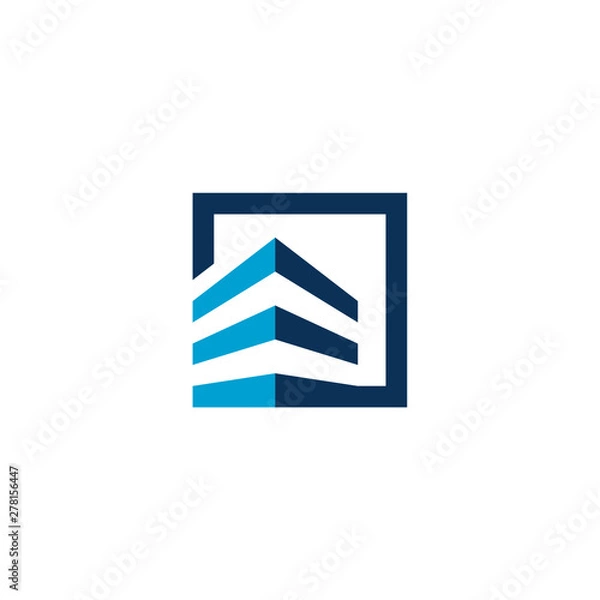 Fototapeta building square logo monogram blue