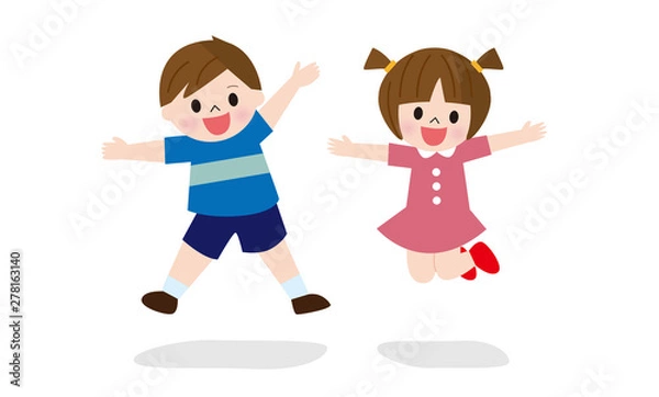 Fototapeta ジャンプするこども達