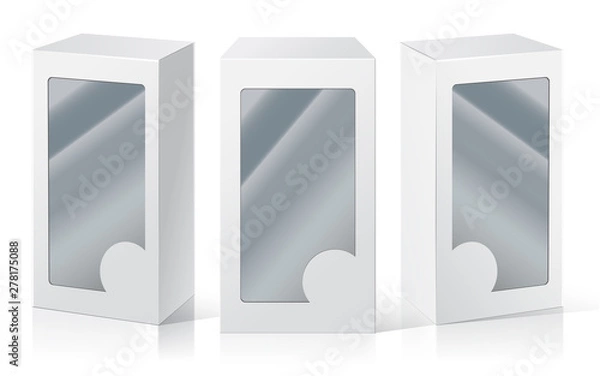 Obraz Empty box with a transparent plastic window for new design. Product Packing Vector.