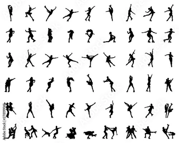 Fototapeta Silhouettes of figure skaters, vector illustration