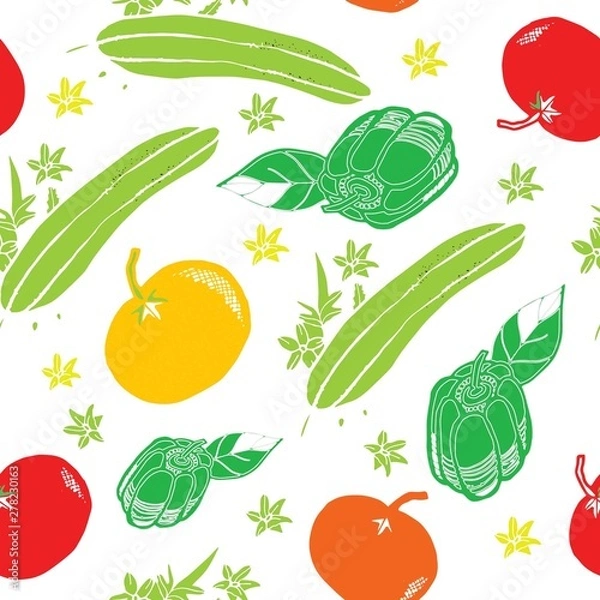Obraz Salad Vegetables Printmaking Seamless Repeat Pattern