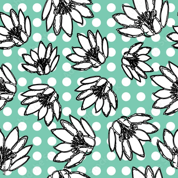 Obraz Water Lily Pattern Hand Drawn