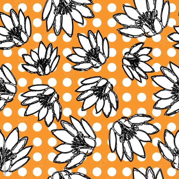 Obraz Water Lily Pattern Hand Drawn