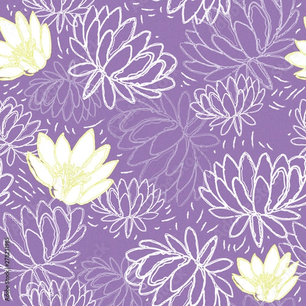 Obraz Water Lily Pattern Hand Drawn