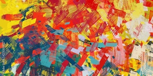 Obraz Crazy sketch random pattern. Creative chaos and variety structure. Modern art drawing painting. 2d illustration. Digital texture wallpaper. Artistic sketch draw backdrop material. 