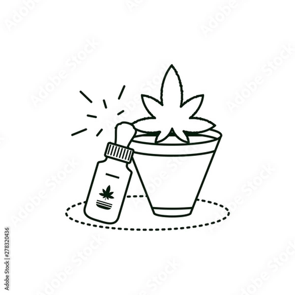 Obraz cannabis bottle product dropper with houseplant