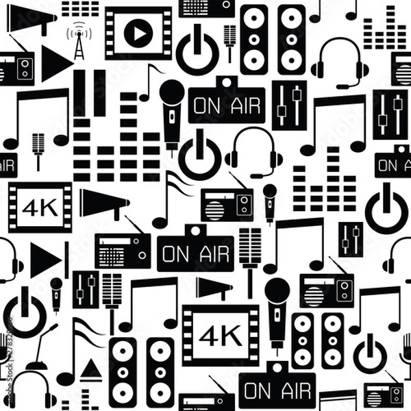 Fototapeta audio seamless pattern background icon.
