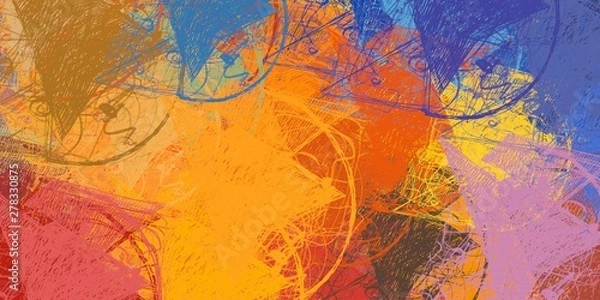 Fototapeta Crazy sketch random pattern. Creative chaos and variety structure. Modern art drawing painting. 2d illustration. Digital texture wallpaper. Artistic sketch draw backdrop material.