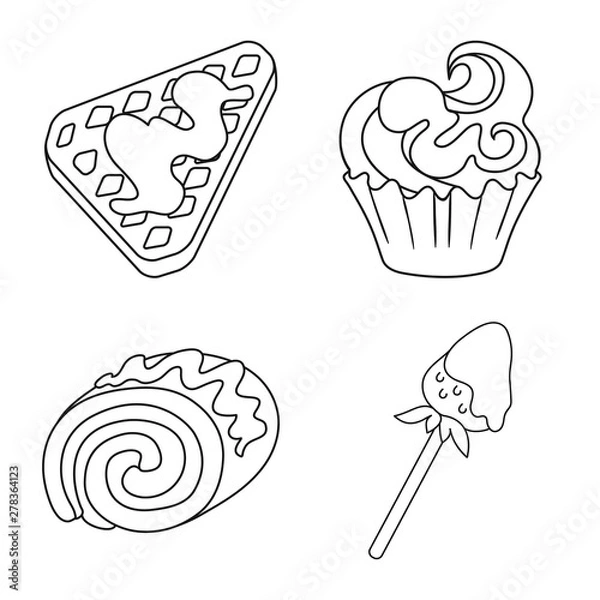 Fototapeta Isolated object of sweet and product icon. Set of sweet and caramel stock vector illustration.