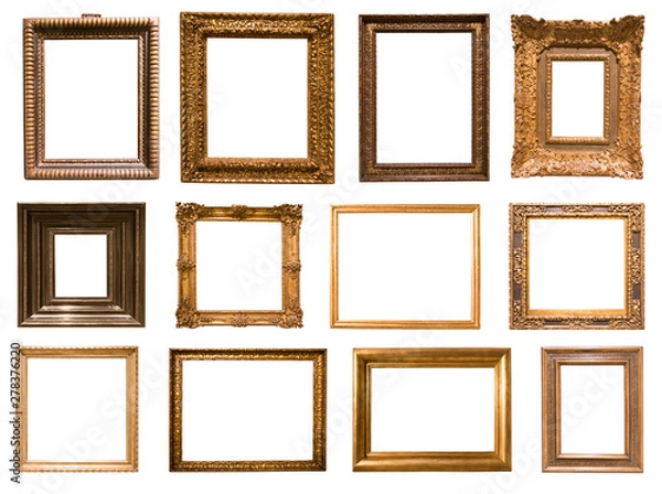 Fototapeta a lot of rectangular golden frame for photo