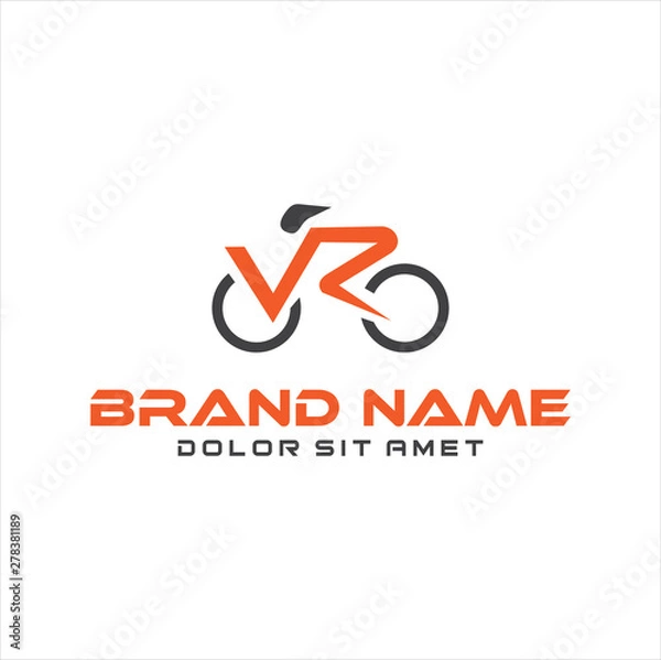 Fototapeta bicycle logo Design Vector Stock .Abstract Letter V R Cycle Bike sport logo vector design icon cycle