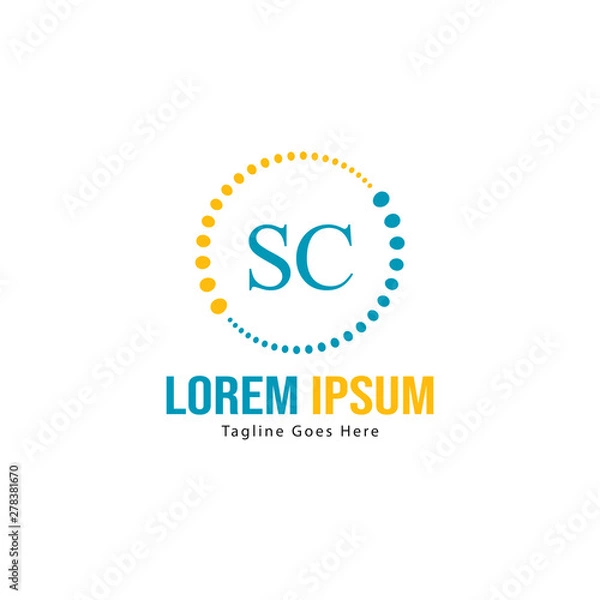 Obraz Initial SC logo template with modern frame. Minimalist SC letter logo vector illustration
