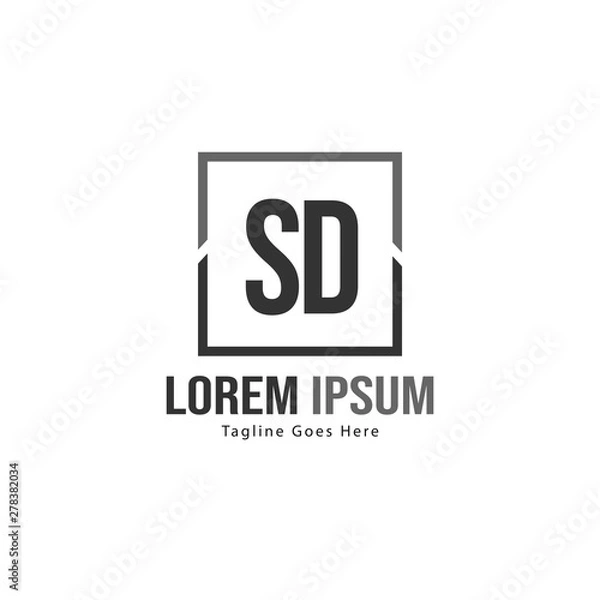 Fototapeta Initial SD logo template with modern frame. Minimalist SD letter logo vector illustration