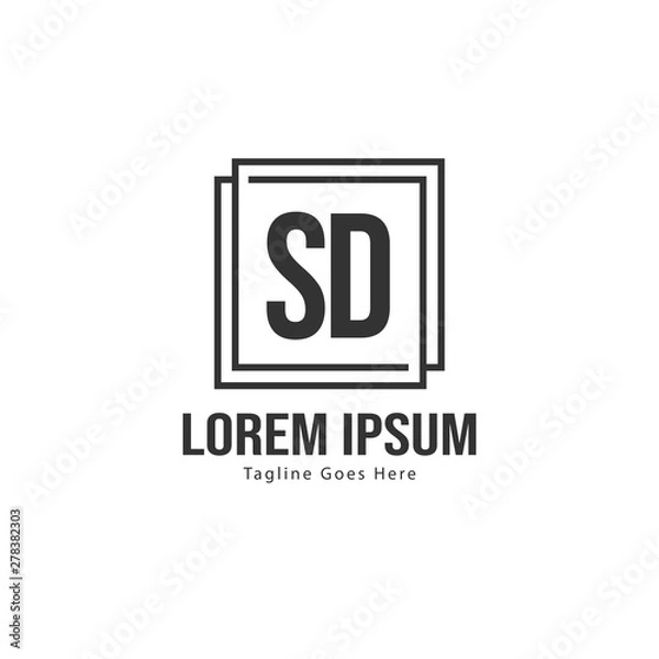 Fototapeta Initial SD logo template with modern frame. Minimalist SD letter logo vector illustration