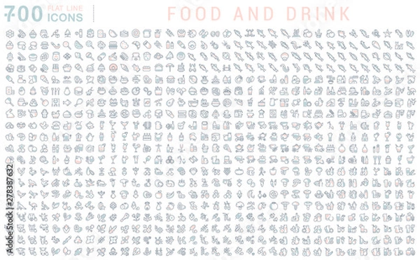 Fototapeta Set Vector Line Icons of Food and Drink