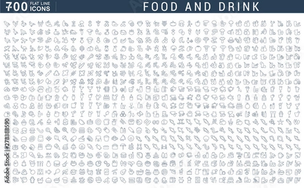 Obraz Set Vector Line Icons of Food and Drink