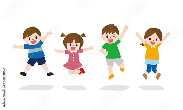 Fototapeta ジャンプするこども達