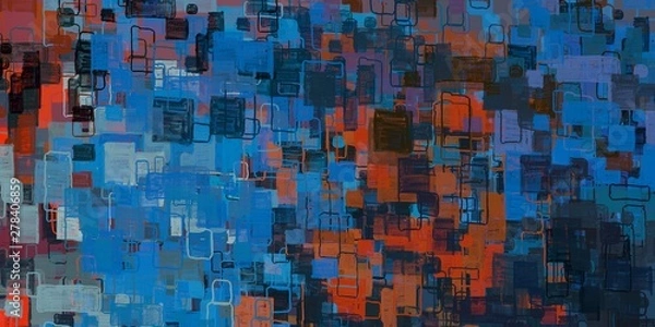 Fototapeta Handmade surreal abstract pattern. Modern artistic canvas. 2d illustration. Texture backdrop painting.