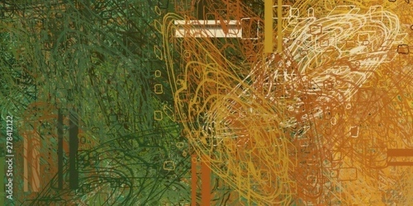 Fototapeta Crazy sketch random pattern. Creative chaos and variety. Modern art drawing painting. 2d illustration. Digital texture wallpaper. Artistic sketch draw backdrop material. 