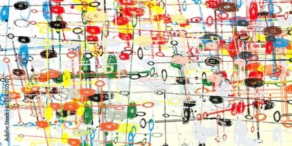 Fototapeta Crazy sketch random pattern. Creative chaos and variety. Modern art drawing painting. 2d illustration. Digital texture wallpaper. Artistic sketch draw backdrop material. 