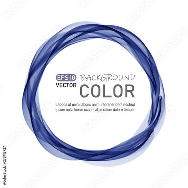 Fototapeta Blue abstract wavy lines background in the shape of a circle, round futuristic wavy. Rounded frame.