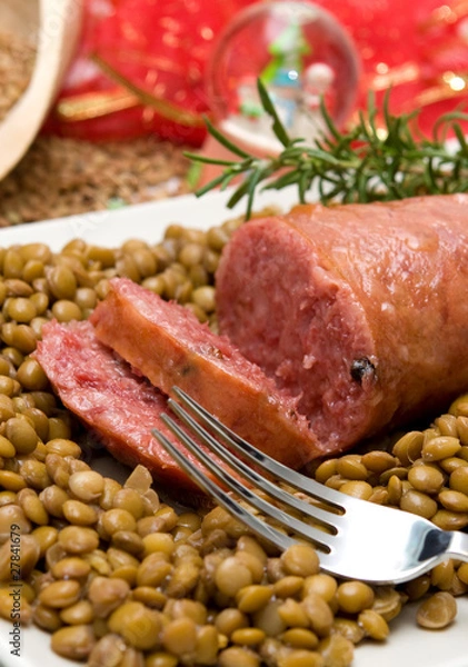 Fototapeta cotechino e lenticchie