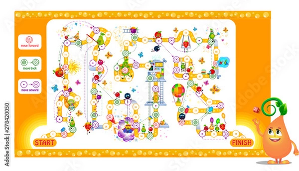 Obraz Board game funny fruits and juice