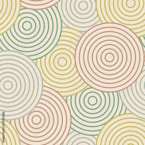 Obraz Vector Green Gold Peach Orange Circles Seamless Repeat Background Pattern