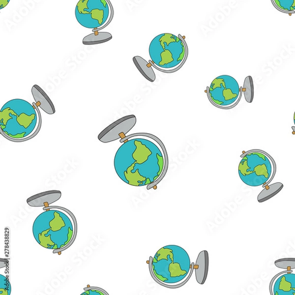 Fototapeta Seamless pattern from school globe in Doodle style. Vector illustration.